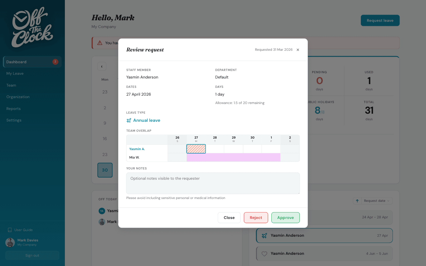 Manager approval workflow